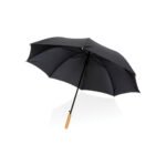 27" Impact AWARE™ RPET 190T auto open bamboo umbrella - black - Image 2