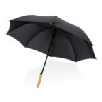 27" Impact AWARE™ RPET 190T auto open bamboo umbrella - black - Image 5