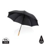 27" Impact AWARE™ RPET 190T auto open bamboo umbrella - black